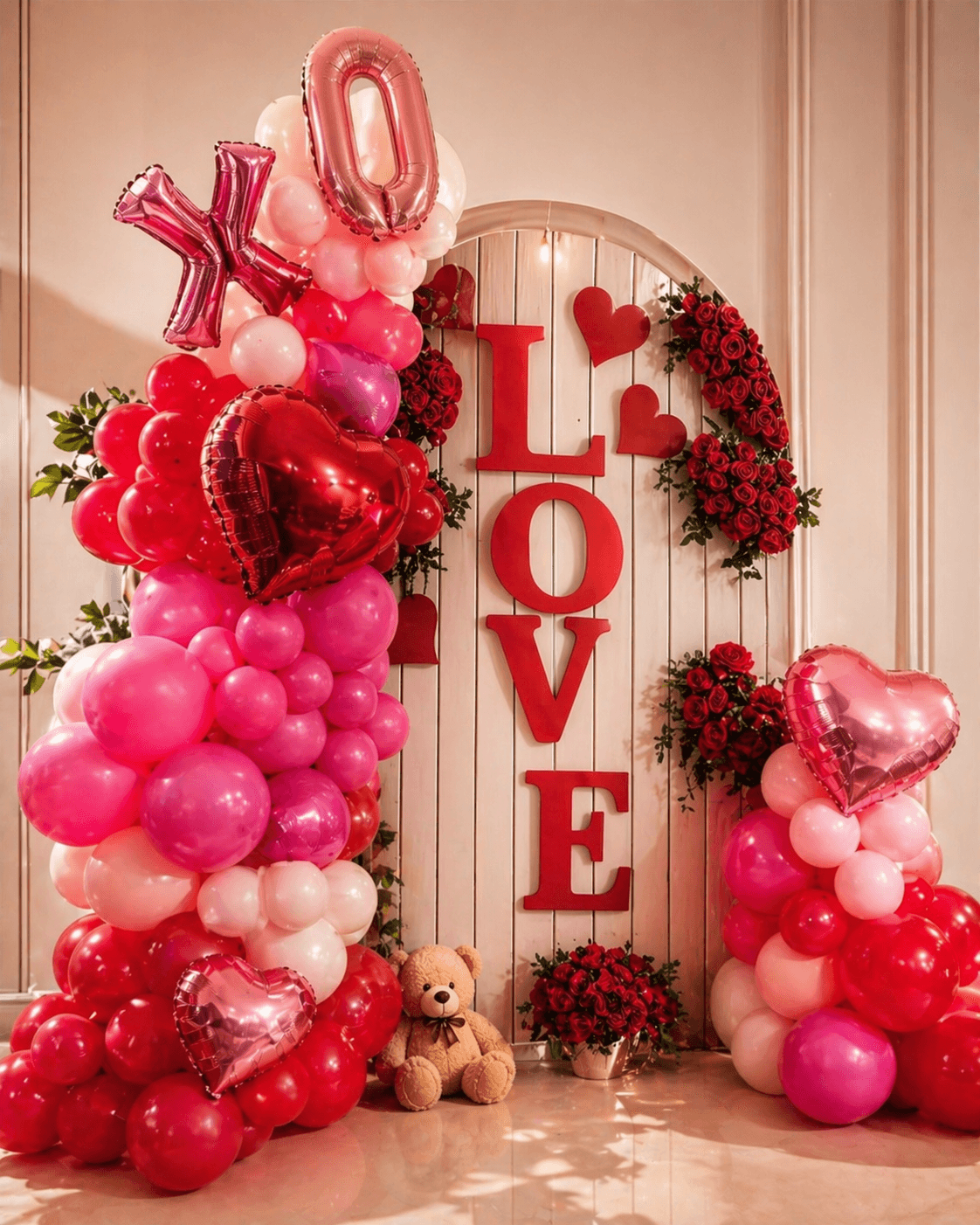 Romantic balloon arch styling by Nika Event Studio
